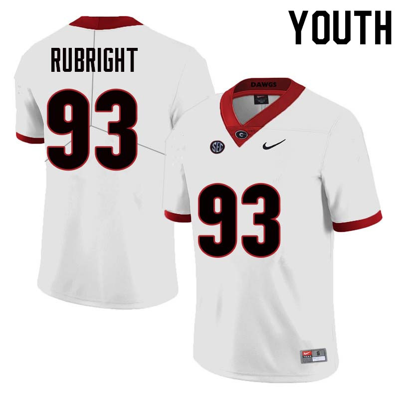 Georgia Bulldogs Youth Bill Rubright #93 White Stitched College UGA Football Jersey 23ZJ015BA